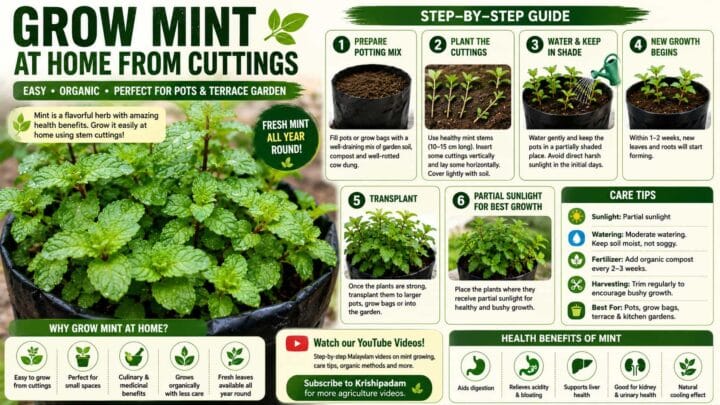 How to Grow Mint at Home from Cuttings β Easy Organic Method for Pots and Grow Bags How to Grow Mint at Home from Cuttings β Easy Organic Method for Pots and Grow Bags