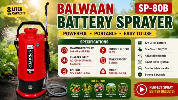 Balwaan SP-80B 8L Battery Sprayer – Complete Guide for Home Gardening & Agriculture Balwaan SP-80B 8L Battery Sprayer – Complete Guide for Home Gardening & Agriculture
